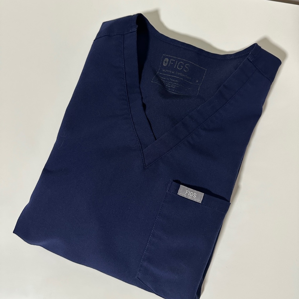Figs Catalina Scrub Top in Navy Blue